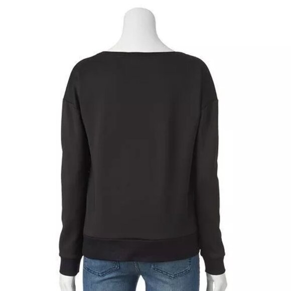 ROCK & REPUBLIC Glam Rocker Studded Long Sleeve Sweatshirt Top Black LARGE NWT - Picture 6 of 7